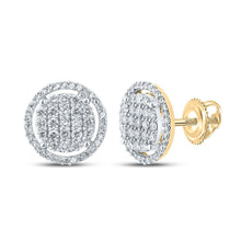 Load image into Gallery viewer, 10kt Yellow Gold Men's Round Diamond Circle Earrings - 3/4 Cttw | Sparkling Brilliance - Splendid Jewellery