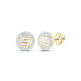 10kt Yellow Gold Men's Round Diamond Circle Earrings - 5/8 Cttw | Exquisite Jewellery - Splendid Jewellery