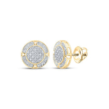 Load image into Gallery viewer, 10kt Yellow Gold Men's Round Diamond Circle Earrings - A Dazzling Statement of Style and Luxury - Splendid Jewellery