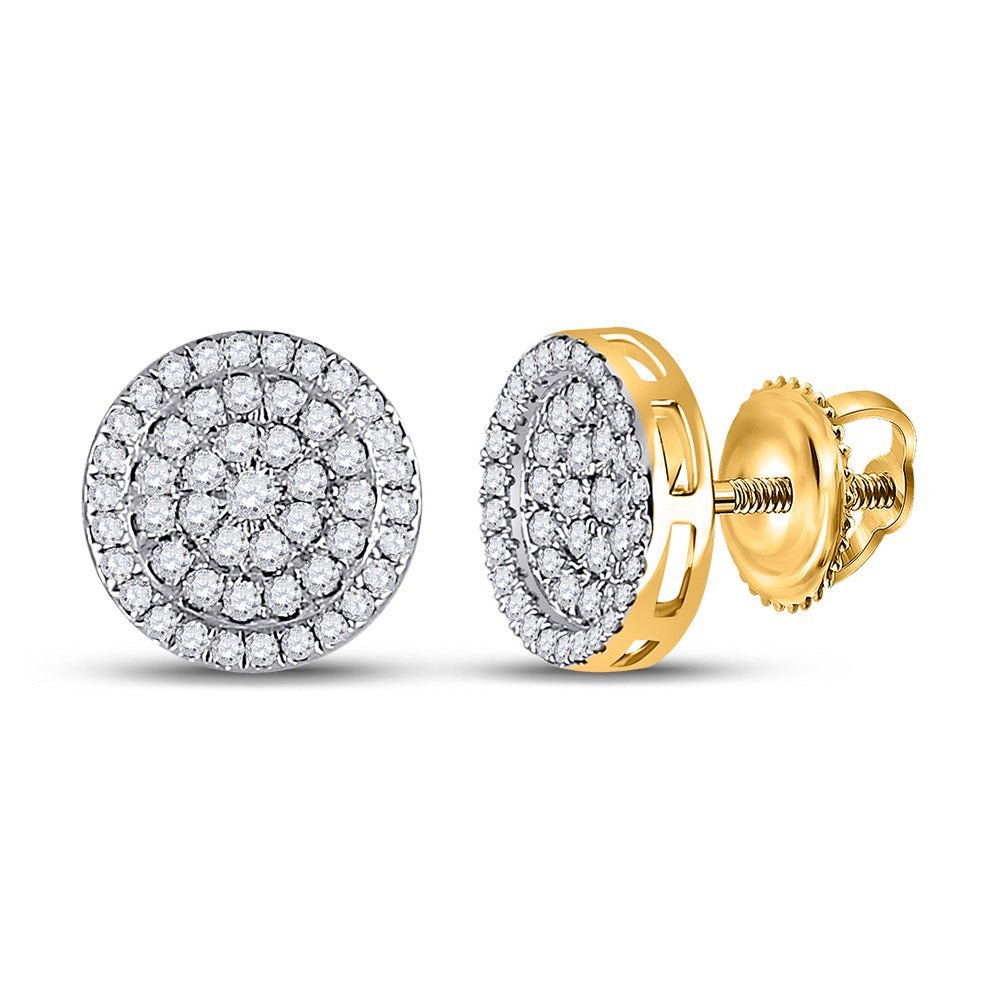 10kt Yellow Gold Men's Round Diamond Circle Earrings - Exquisite Brilliance - Splendid Jewellery