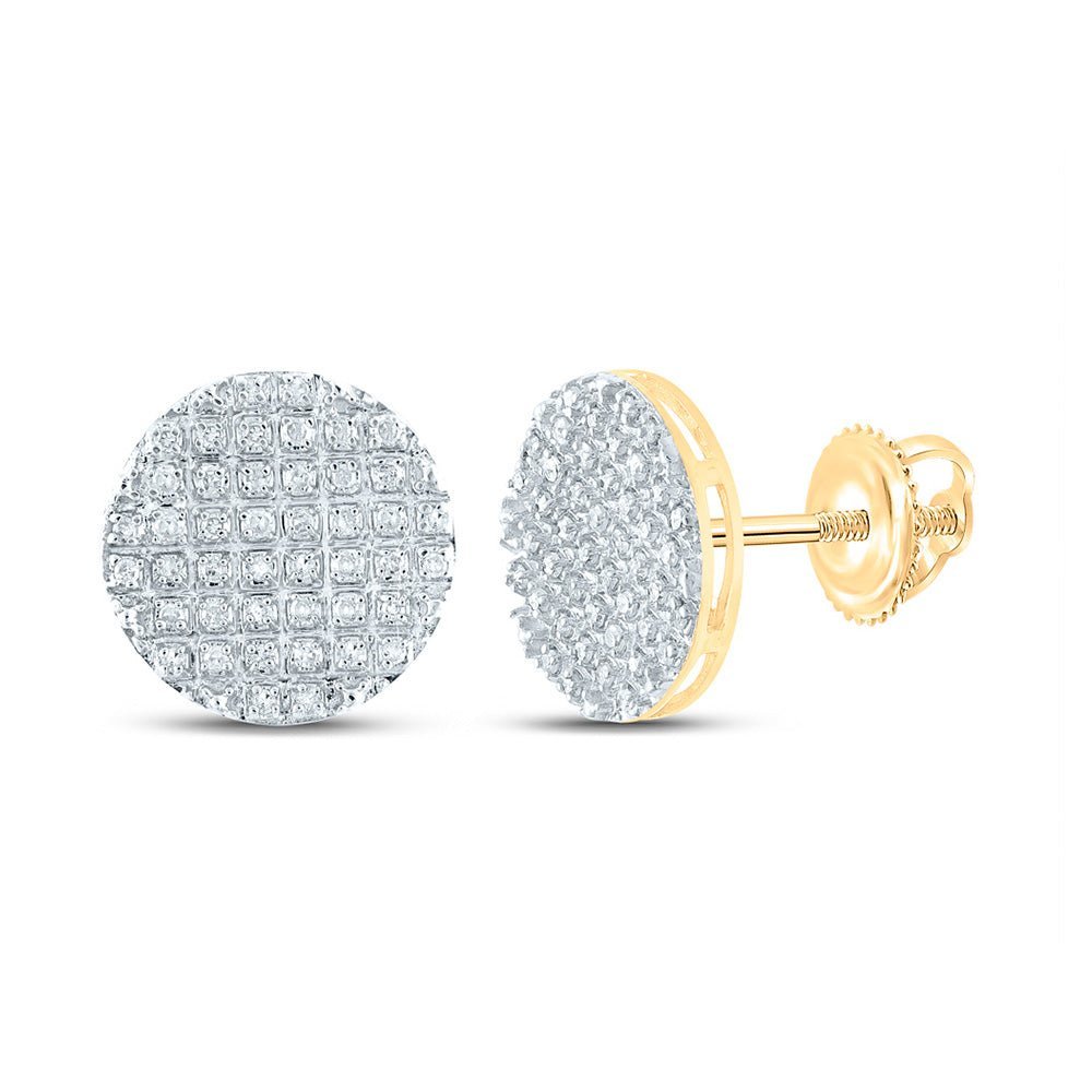 10kt Yellow Gold Men's Round Diamond Circle Earrings - Sparkling Brilliance for Him - Splendid Jewellery