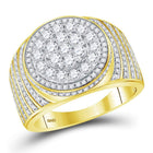 10kt Yellow Gold Men's Round Diamond Circle Flower Cluster Ring 2 Cttw | Splendid Jewellery - Splendid Jewellery