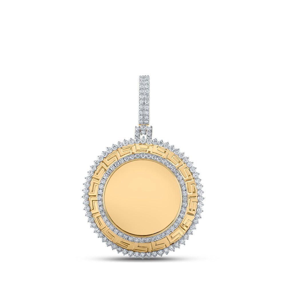 10kt Yellow Gold Men's Round Diamond Circle Memory Charm Pendant - 2 - 3/4 Cttw | Splendid Jewellery - Splendid Jewellery