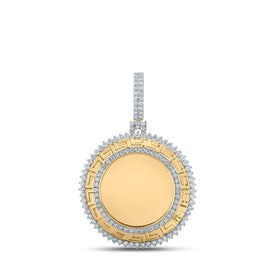10kt Yellow Gold Men's Round Diamond Circle Memory Charm Pendant - 2 - 3/4 Cttw | Splendid Jewellery - Splendid Jewellery
