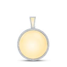 Load image into Gallery viewer, 10kt Yellow Gold Men's Round Diamond Circle Memory Mirror Charm Pendant 7/8 Cttw - Luxurious Brilliance - Splendid Jewellery