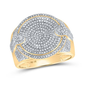 10kt Yellow Gold Men's Round Diamond Circle Ring - 1 Cttw - Splendid Jewellery