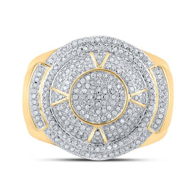 10kt Yellow Gold Men's Round Diamond Circle Ring - 3/4 Cttw | Splendid Jewellery - Splendid Jewellery