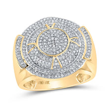 Load image into Gallery viewer, 10kt Yellow Gold Men&#39;s Round Diamond Circle Ring - 3/4 Cttw | Splendid Jewellery Top view from the 10Kt Yellow Gold Mens Round Diamond Circle Ring 3 4 Cttwpin210781 collection by Splendid Jewellery