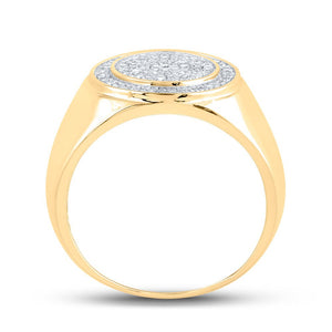 10kt Yellow Gold Men's Round Diamond Circle Ring - Captivating Brilliance - Splendid Jewellery