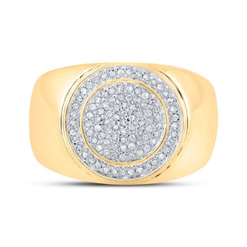 10kt Yellow Gold Men's Round Diamond Circle Ring - Captivating Brilliance - Splendid Jewellery