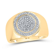Load image into Gallery viewer, 10kt Yellow Gold Men&#39;s Round Diamond Circle Ring - Captivating Brilliance Top view from the 10Kt Yellow Gold Mens Round Diamond Circle Ring 1 3 Cttwpin210784 collection by Splendid Jewellery