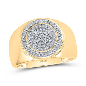 10kt Yellow Gold Men's Round Diamond Circle Ring - Captivating Brilliance - Splendid Jewellery