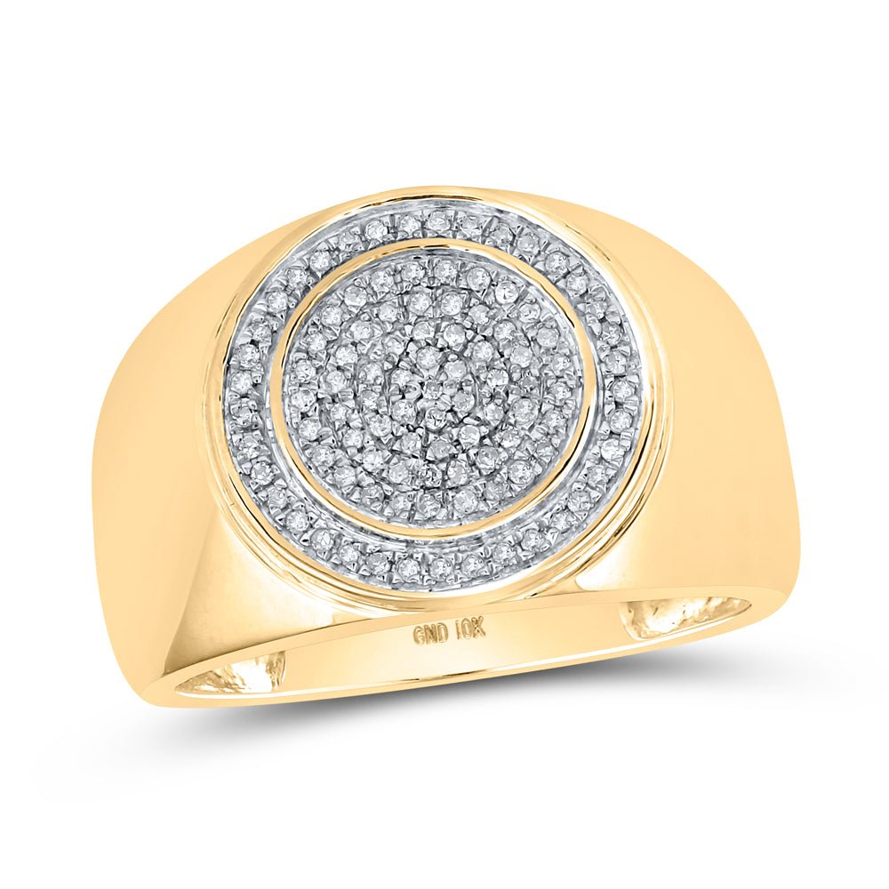 10kt Yellow Gold Men's Round Diamond Circle Ring - Captivating Brilliance - Splendid Jewellery