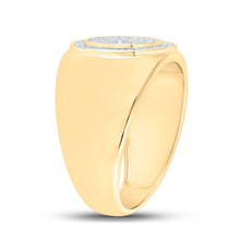 Load image into Gallery viewer, 10kt Yellow Gold Men&#39;s Round Diamond Circle Ring - Captivating Brilliance Side 2 view from the 10Kt Yellow Gold Mens Round Diamond Circle Ring 1 3 Cttwpin210784 collection by Splendid Jewellery
