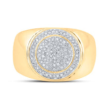 Load image into Gallery viewer, 10kt Yellow Gold Men&#39;s Round Diamond Circle Ring - Captivating Brilliance Front view from the 10Kt Yellow Gold Mens Round Diamond Circle Ring 1 3 Cttwpin210784 collection by Splendid Jewellery