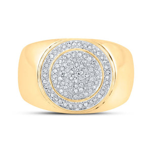 10kt Yellow Gold Men's Round Diamond Circle Ring - Captivating Brilliance - Splendid Jewellery