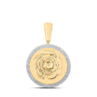 10kt Yellow Gold Men's Round Diamond Circle Rose Charm Pendant - 1/2 Cttw | Splendid Jewellery - Splendid Jewellery