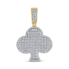 10kt Yellow Gold Men's Round Diamond Clover Charm Pendant - 3/4 Cttw - Splendid Jewellery