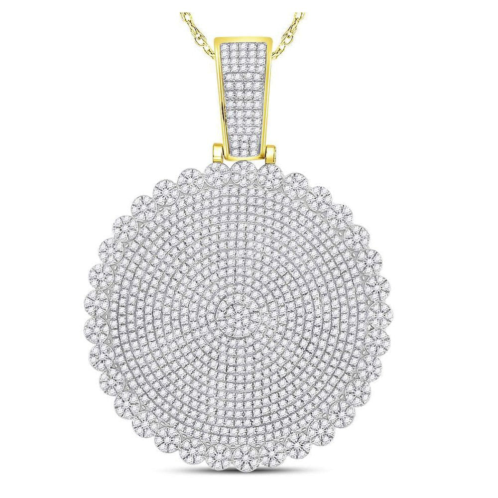 10kt Yellow Gold Men's Round Diamond Cluster Charm Pendant - 2 - 3/4 Cttw | Splendid Jewellery - Splendid Jewellery