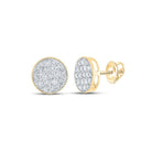 10kt Yellow Gold Men's Round Diamond Cluster Circle Earrings - 2 Cttw | Captivating Brilliance - Splendid Jewellery