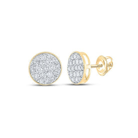10kt Yellow Gold Men's Round Diamond Cluster Circle Earrings - 2 Cttw | Captivating Brilliance - Splendid Jewellery