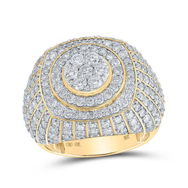 10kt Yellow Gold Men's Round Diamond Cluster Circle Ring - 4 Cttw | Splendid Jewellery - Splendid Jewellery