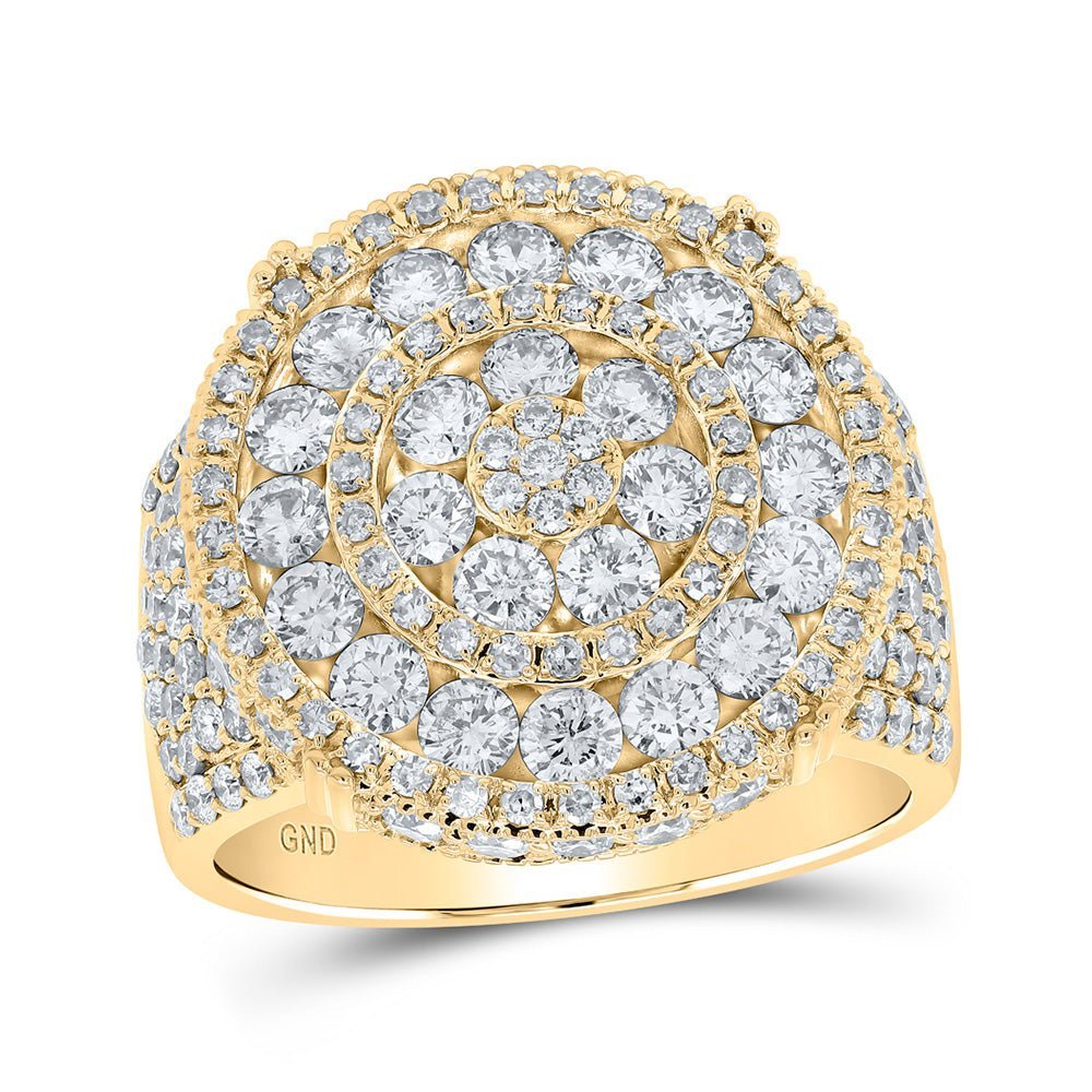 10kt Yellow Gold Men's Round Diamond Cluster Circle Ring - Captivating Brilliance - Splendid Jewellery