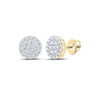 10kt Yellow Gold Men's Round Diamond Cluster Earrings - 1 - 1/4 Cttw | Dazzling Brilliance - Splendid Jewellery