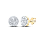10kt Yellow Gold Men's Round Diamond Cluster Earrings - 1 - 1/4 Cttw | Dazzling Brilliance - Splendid Jewellery