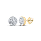 10kt Yellow Gold Men's Round Diamond Cluster Earrings - 1 - 5/8 Cttw | Timeless Brilliance - Splendid Jewellery
