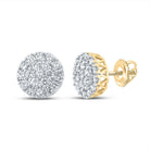 10kt Yellow Gold Men's Round Diamond Cluster Earrings - 1 Cttw | Dazzling Brilliance - Splendid Jewellery