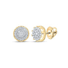 10kt Yellow Gold Men's Round Diamond Cluster Earrings - 1 Cttw | Exquisite Brilliance - Splendid Jewellery