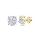 10kt Yellow Gold Men's Round Diamond Cluster Earrings - 1 Cttw | Exquisite Diamond Jewelry - Splendid Jewellery