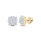 10kt Yellow Gold Men's Round Diamond Cluster Earrings - 1 Cttw | Exquisite Diamond Jewelry - Splendid Jewellery