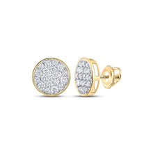 Load image into Gallery viewer, 10kt Yellow Gold Men's Round Diamond Cluster Earrings - 1 Cttw | Luxurious Jewellery - Splendid Jewellery