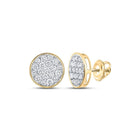 10kt Yellow Gold Men's Round Diamond Cluster Earrings - 1 Cttw | Luxurious Jewellery - Splendid Jewellery