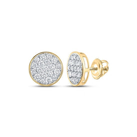 10kt Yellow Gold Men's Round Diamond Cluster Earrings - 1 Cttw | Luxurious Jewellery - Splendid Jewellery