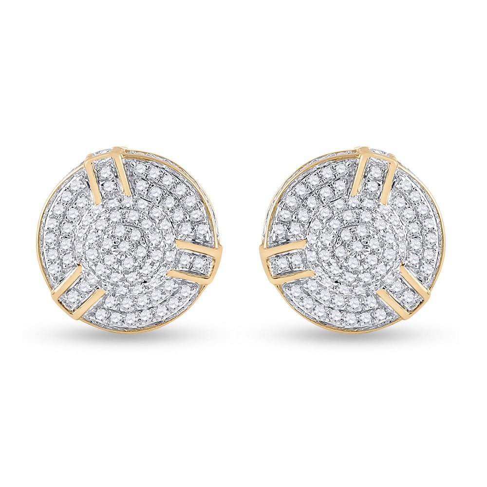 10kt Yellow Gold Men's Round Diamond Cluster Earrings - 1/2 Cttw | Exquisite Brilliance - Splendid Jewellery