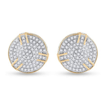 Load image into Gallery viewer, 10kt Yellow Gold Men's Round Diamond Cluster Earrings - 1/2 Cttw | Exquisite Brilliance - Splendid Jewellery