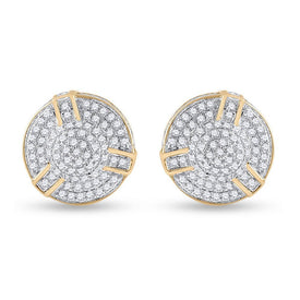 10kt Yellow Gold Men's Round Diamond Cluster Earrings - 1/2 Cttw | Exquisite Brilliance - Splendid Jewellery