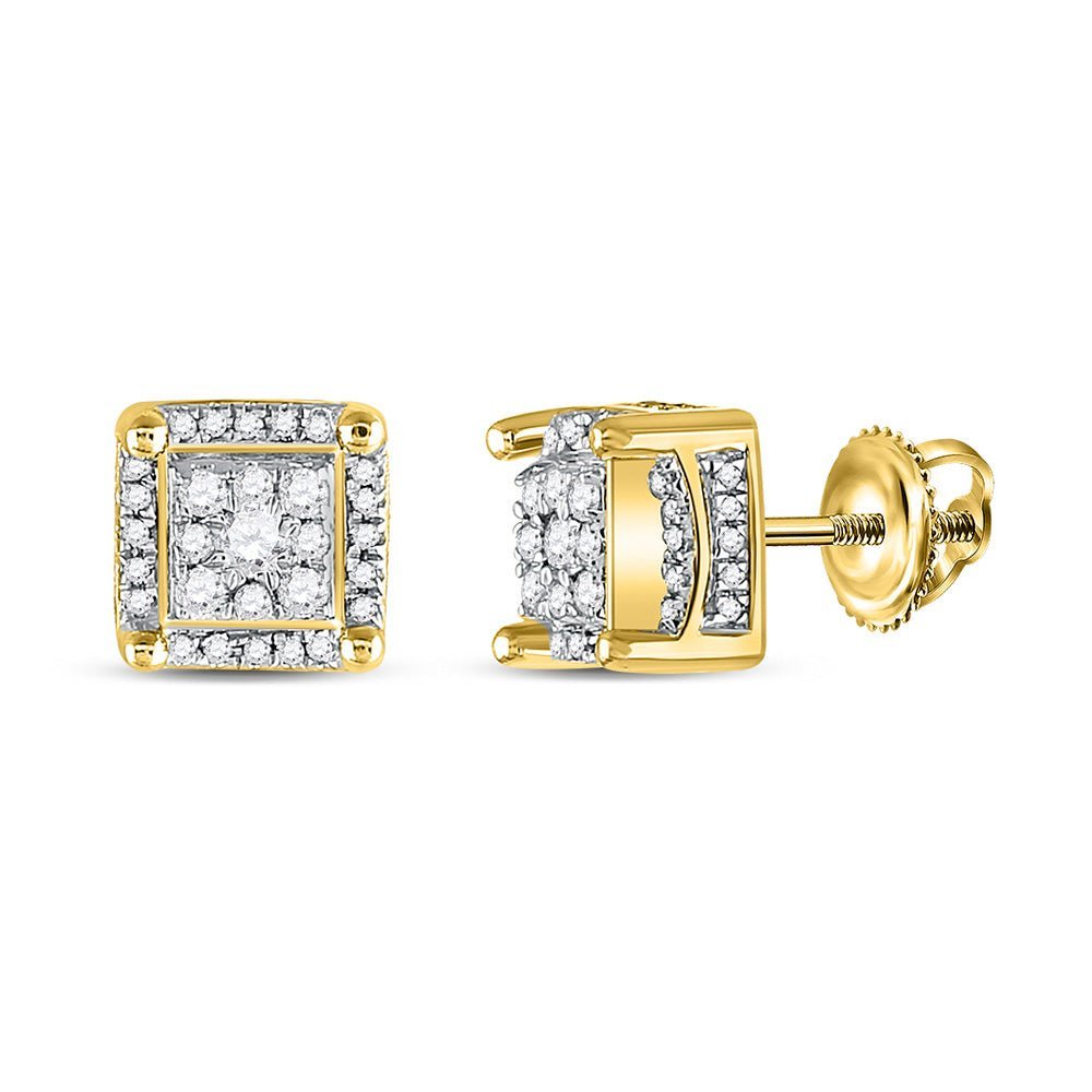 10kt Yellow Gold Men's Round Diamond Cluster Earrings - 1/2 Cttw | Splendid Jewellery - Splendid Jewellery