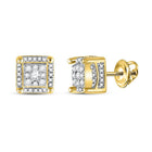 10kt Yellow Gold Men's Round Diamond Cluster Earrings - 1/2 Cttw | Splendid Jewellery - Splendid Jewellery