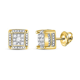 10kt Yellow Gold Men's Round Diamond Cluster Earrings - 1/2 Cttw | Splendid Jewellery - Splendid Jewellery