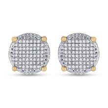 Load image into Gallery viewer, 10kt Yellow Gold Men&#39;s Round Diamond Cluster Earrings 1/3 Cttw | Luxurious Diamond Brilliance Top view from the 10Kt Yellow Gold Mens Round Diamond Cluster Earrings 1 3 Cttwpin13996 collection by Splendid Jewellery