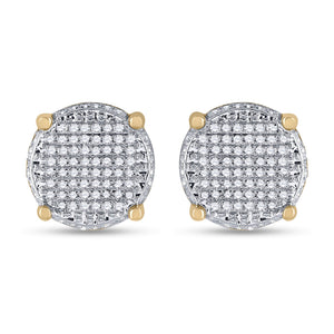 10kt Yellow Gold Men's Round Diamond Cluster Earrings 1/3 Cttw | Luxurious Diamond Brilliance - Splendid Jewellery