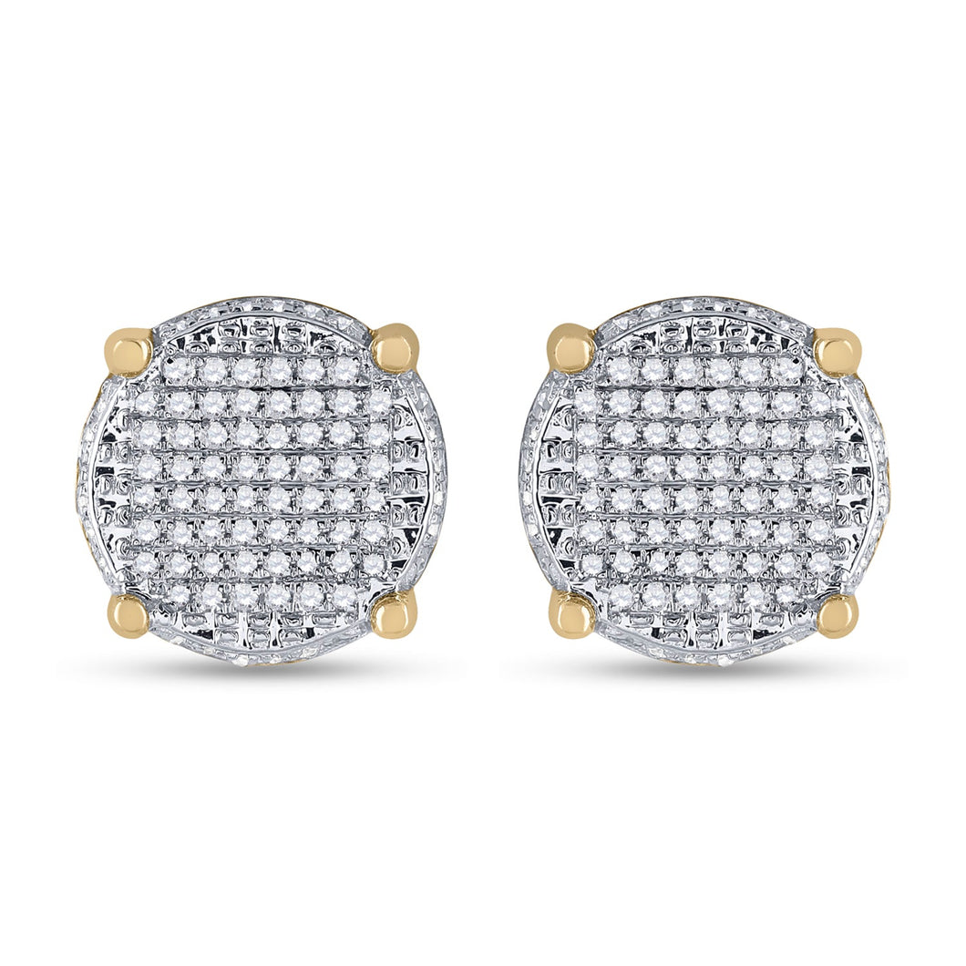 10kt Yellow Gold Men's Round Diamond Cluster Earrings 1/3 Cttw | Luxurious Diamond Brilliance - Splendid Jewellery