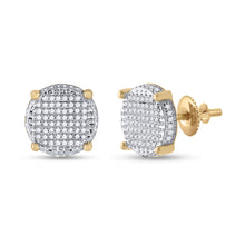 Load image into Gallery viewer, 10kt Yellow Gold Men&#39;s Round Diamond Cluster Earrings 1/3 Cttw | Luxurious Diamond Brilliance Side view from the 10Kt Yellow Gold Mens Round Diamond Cluster Earrings 1 3 Cttwpin13996 collection by Splendid Jewellery