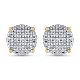 10kt Yellow Gold Men's Round Diamond Cluster Earrings 1/3 Cttw | Luxurious Diamond Brilliance - Splendid Jewellery