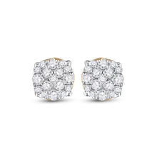 Load image into Gallery viewer, 10kt Yellow Gold Men's Round Diamond Cluster Earrings 1/5 Cttw | Dazzling Diamond Delight - Splendid Jewellery
