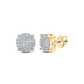 10kt Yellow Gold Men's Round Diamond Cluster Earrings 1/5 Cttw - Luxurious Brilliance - Splendid Jewellery